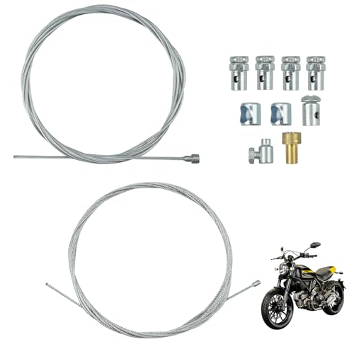 ‎posionks 1 Set 2M Motorrad Kupplungsseil Fahrrad Bremszug Kupplungskabel Kupplungszug Reparaturset mit 9x Nippel Motorrad Universal Seilzug für Mofa, Fahrrad,Quad, Enduro, Elektro Roller