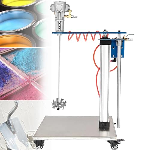 PASPRT Pneumatischer Farbmischer, 1/4 PS, automatisches Hebe-Luftrührwerk, pneumatischer Farbmischer, 30 Gallonen Farbrührmaschine, Tintenbeschichtungs-Mischwerkzeug (StainlessSteelDispersion)