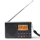 Tragbares DAB Radio, DAB Radio mit Kopfhörer, AM FM SW Küchenradio mit LCD-Display Akkubetrieb Alarmfunktionen Sleep Timer 36 Voreinstellungen für Küche Camping Outdoor Notfall(Schwarz)