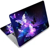 icolor Laptop Skin Aufkleber Folie Cover Vinyl Aufkleber für 13" 13,3" 14" 15" 15,4" 15,6 Zoll Notebook Schutzfolien Laptop Selbstklebend Kunst Dekorative Aufkleber Schutzhülle (Lila Schmetterling)