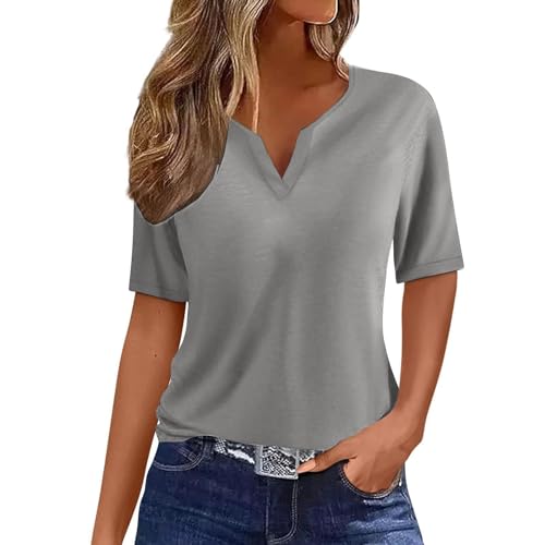 Tshirt Damen Rundhals Kurzarm T-Shirts Sommer T Shirts Gedruckt Lässig Tee Shirts Oberteile Tops Bedrucktes Damen T-Shirt Fitness Shirt Damen Tshirt Damen V Ausschnitt Eng Sexy Tshirt Lang Damen Set