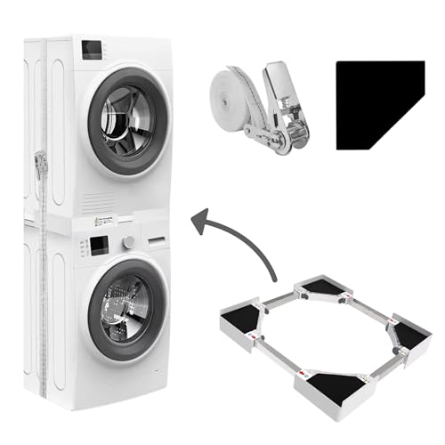 Dastium Universal-Stapel Kit - Verstellbarer Abstandshalter für Waschmaschine und Trockner - Langlebig und universell Geeignet für alle Marken - Effizient Platzsparend für Zuhause