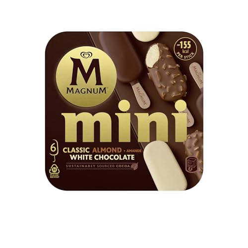 Magnum Eis Classic, Almond, White Chocolate für den leckeren Eiscreme Genuss mit Kakao von Rainforest Alliance-zertifizierten Farmen 6x 55 ml