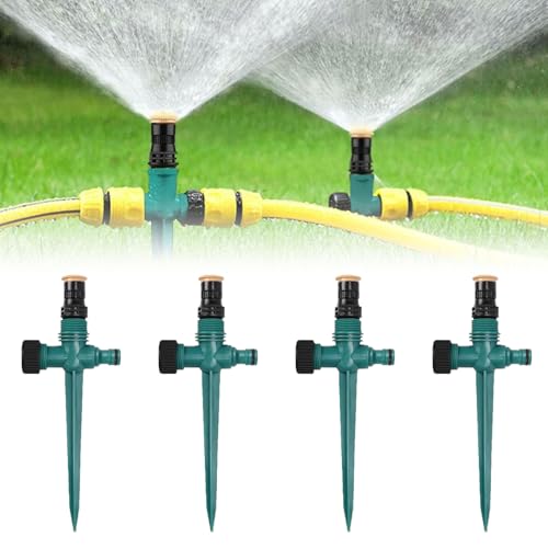 Ayizhiniu 4pcs 360° Drehbarer Gartensprenger, Rasensprenger, Wassersprenger Einstellbar Automatische, Sprinkler für Garten Rasenbewässerung, Gilt für Gärten, Rasenflächen Gemüsegärten