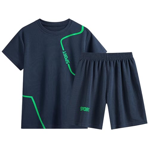 Gefomuofe Trainingsanzug Kinder Jungen Sommer T-Shirt + Shorts Sportanzug Sporthose Sommer Outfit Jungen Atmungsaktiv Schnelltrocknend Sportbekleidung Set für Jogging 3-14 Jahre