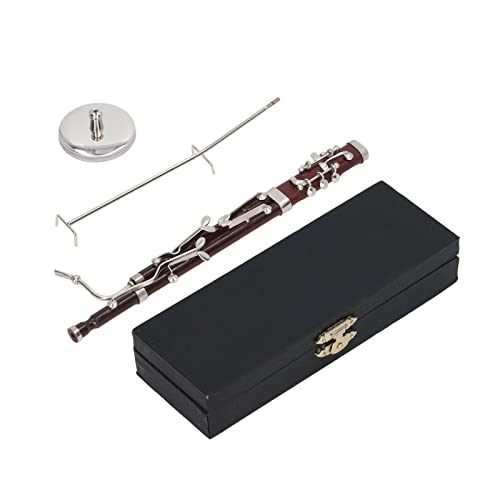 Fagott Instrument Modell, Miniatur-Fagott-Nachbildung mit Ständer und Fall Mini-Musik Instrument Modell Puppenhaus Modell Mini Fagott Haus Ornament