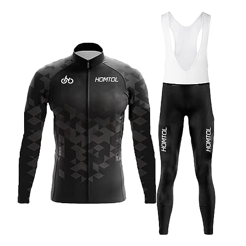 HOMTOL Radtrikot Set Herren Langarm Kurzarm Fahrradbekleidung Fahrradtrikot Triathlon Anzug Herren Fahrrad Trikots Atmungsaktiv Elastische Schnell Trocknend Trikot Radfahren MTB