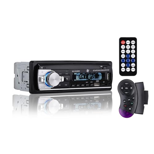 NK Autoradio mit RDS – 1 DIN – 4 x 40 W – Bluetooth 5.0, AUX-Funktion, MP3-Player und x2 USB, FM-Stereo-Sound, Freisprecheinrichtung, Fernbedienung, LCD-Display, iOS & Android (eMark)