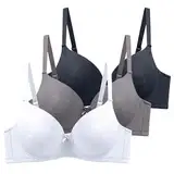 XCXC 3er Pack Damen BHS mit Bügel Frauen Spitzen-BH Leicht Perfekte Passform Klassische Anti-Sagging BH Set mit Verstellbaren Trägern für Alltag und Freizeit