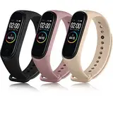 Vancle 3 Stück Armband für Xiaomi Mi Band 4 Armband/Xiaomi Mi Band 3 Armband, Silikon Original Uhrenarmbänder Classic Sport Ersatzband für Damen Herren, Schwarz+Milchtee Farbe+Rauch Violett