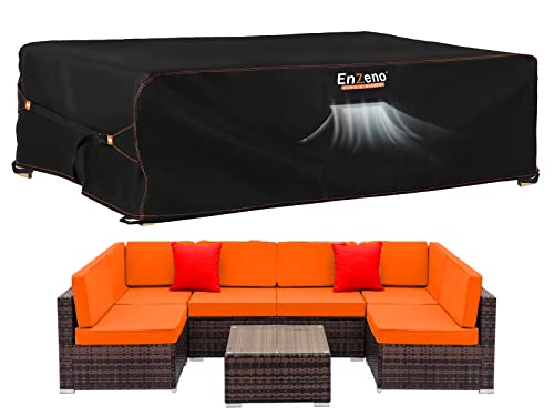 Enzeno Abdeckung Gartenmöbel Rechteckig,250x210x90cm,Wasserdichte Abdeckung für Gartentisch 420D Oxford Gewebe,Outdoor-Tischabdeckung mit Luftauslass für Tische und Stühle,Sofas, Rattanmöbel
