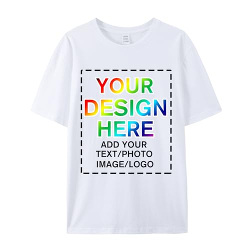 Personalisiertes T-Shirt mit Fototext und Logo, personalisiertes T-Shirt für Herren, Damen und Kinder, Weiss/opulenter Garten, Mittel