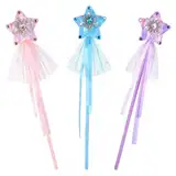 Abeillo 3 Stück Schneeflocken Glitzer Zauberstab,Prinzessin Schneeflocken-Zauberstab,Fee Magic Wand für Kinder,Weihnachten Halloween Geburtstagsfeier Dekoration für Mädchen