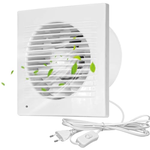 WIYETY 100mm Badlüfter Wandventilator Abluftventilator: 4 Zoll Lüftungsgebläse mit Schalter, Geräuschloser Betrieb und Rückstauklappe, 150 m³/h für Küche Bad Loftfenster Einfache Montage Hochleistung