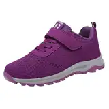 Laquieio Golfschuhe für Damen mit rutschfester Sohle, Trekking, Wandern, viskoelastischer Schaumstoff, bequeme Sportschuhe für Damen, Violett, 38 EU