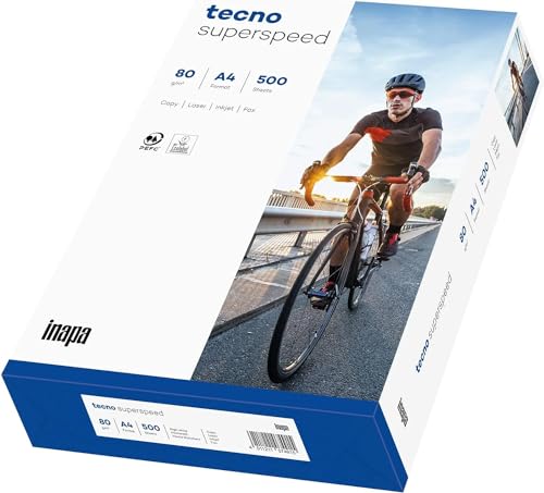 inapa Drucker-/Kopierpapier tecno Superspeed: 80 g/m², A4, hochweiß, 500 Blatt - schnell und staufrei drucken