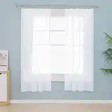 Deconovo Vorhang Voile Gardinen Transparent Kräuselband Stores Schals für Schienen, 160x132 cm(HöhexBreite), Weiß, 2er Set