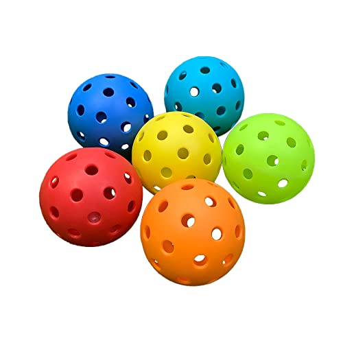 Pozzobon Floorball & Unihockey Ball, Pickle Ball, Pickleball 6er Set, Wettkampfball + Trainingsball mit 40 Löcher PKQ-01 (Mix Farbe)