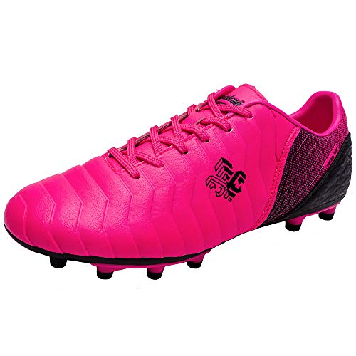 Saekeke Fußballschuhe Mädchen Fussballschuhe Jungen FG/AG Fussball Professionelle Trainingsschuhe Outdoor Sport Football Schuhe für Unisex-Kinder Pink/Weiß EU 35