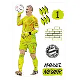 K&L Wall Art FC Bayern München Wandsticker FCB Fußballspieler Logo Fußball Torwart Wandtattoo - Offizielles Lizenzprodukt (Comic, Manuel Neuer) 68x100 cm