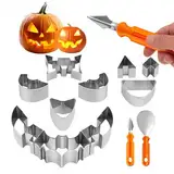 Yixinly Halloween Kürbis Schnitzset, 12 Stück Schnitzwerkzeug Kürbis Pumpkin Carving Set, Halloween Deko Kürbis Kürbis Schnitzset mit Vorlagen Schneide-Werkzeuge zum Aushöhlen von Kürbissen