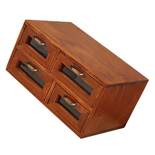 SHINEOFI Schreibtisch-Organizer Aus Holz Mit 4 Schubladen Vielseitige Aufbewahrungsbox Aus Holz Schubladengehäuse Kleinigkeitenbehälter