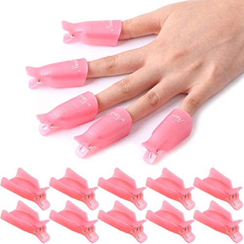 10 Stück Nagellackentferner Clips Set, Nails Art Gel Cap Einweichen Clip UV Maniküre Tränken Weg Nagel-Clips Gel Polish Entferner Wrap Tool