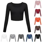 Bauchfreies Schwarzes Weißes Oberteil Damen Y2K Langarm Enges Tshirt Teenager Mädchen Gym Tops Shirt Clothes Elegant Corset Crop Top Basic Sport Langarmshirt Bluse Party Oberteile Frauen