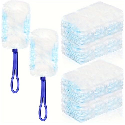 22 Stück Staubmagnet, 20 Staubwischer, Zwiffertücher Staubmagnet, Staubtuch Nachfüllung, Reinigungsstaub Staubtuch Nachfüllung, Staubmagnet Mit 2 Handgriff für Staub, Schmutz, Tierhaare(Blau)