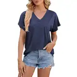 Generisch Damen Rückenfrei T-Shirt Y2K Kurzarm Crop Top Sexy Oberteile Party Sommer Cropped Tee Shirts Tshirt Damen Blau Damen Top Gestreiftes Shirt Damen Oversize