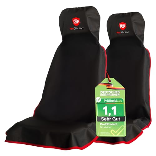 Pro2Protect (2X Test SEHR GUT) Autositzschoner Vordersitze | WASSERDICHT | 2er Set | Autositzbezüge,Sitzauflage Sitzbezüge Auto | Schonbezug vorne, Autositzauflage,Sitzschoner Auto Zubehör Innenraum