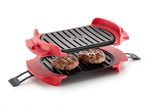 Lékué Microwave Grill, Mikrowellen-Grill, Stahl, rot und schwarz, 25,2 x 14,8 cm