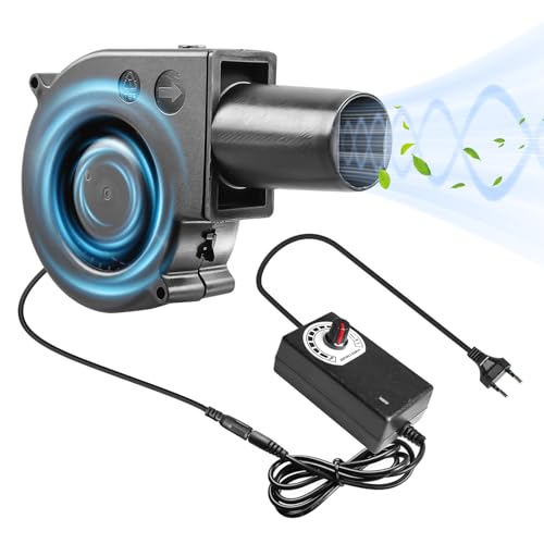 Asfrode Gebläse Lüfter 12V AC 220V, Radiallüfter Turbinengebläse Kühlung Lüfter mit Geschwindigkeitskontrolle für Haushaltsgeräte Belüftung Lüfterwechsel Camping BBQ Aufblasbar Häusliche Kamine