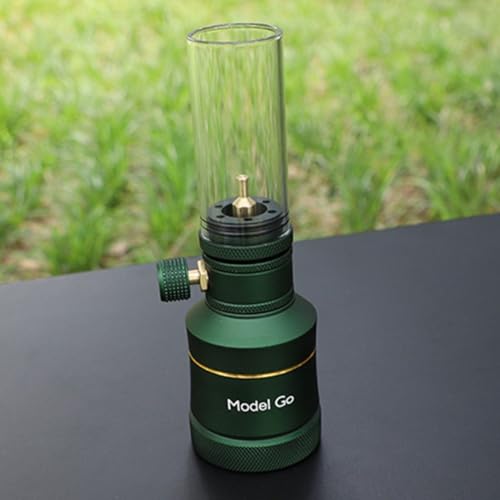 Gaslaterne für Outdoor-Camping, Atmosphäre, Gaslampe, Zeltlampe, zum Wandern, tragbare Gaslampe, für Outdoor-Camping und Zelt (Gaslampen-Set, grün)