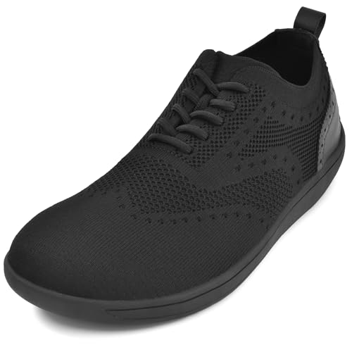 JACKSHIBO Barfußschuhe Herren Leicht Atmungsaktiv Barfuss Schuhe Minimalistische Barfussschuhe Mit Breite Zehenbox Und Zero-Drop Sohlen Schwarz 43 EU