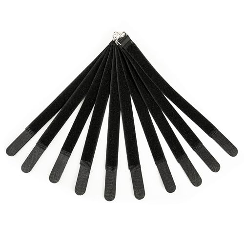 MUSIC STORE Kabelklett Schwarz 30cm MkII, 10er-Pack, Kabelorganisation, Kabelsicherung, Ideal für Musik- und Audioequipment