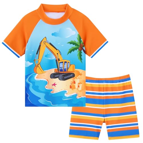 WAWSAM Kinder Jungen Badeanzug Bademode Hai Jungen Uv-Schutz Bade-Set Trunk und Rashguard 2 Stück Ganzkör per Badeanzug für den Sommerschwimmurlaub