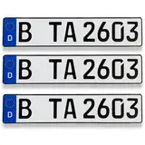 TA TradeArea 3 DIN-zertifizierte Kfz-Kennzeichen in der Standard-Größe 520x110 mm passend für alle Deutschen Fahrzeuge und Fahrradträger (3 Kennzeichen)