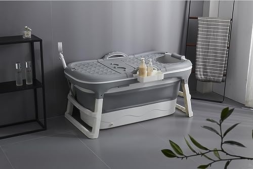 Faltbare Badewanne für Erwachsene, Outdoor-Eisbad, die bequemste Wahl für das Familienbad, 117 x 62 x 55 cm, grau Version ohne Deckel (117Grey)