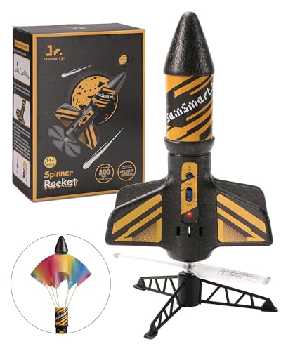 SainSmart Jr. Rakete Spielzeug – Motorisierte Rakete mit Fallschirm, Start bis zu 61 Meter, Outdoor-Spielzeug für Kinder im Alter von 8–12 Jahren (Schwarz)