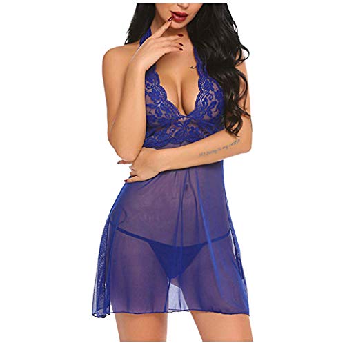 Geilisungren Damen Body Spitze Sexy Unten Offen Babydoll Mit String Nachtwäsche für Frauen Negligee Damen Für Sexy Unterwäsche Für Frauen Set Push Up Babydoll Tanga Dessous Nachthemd Reizwäsche Set