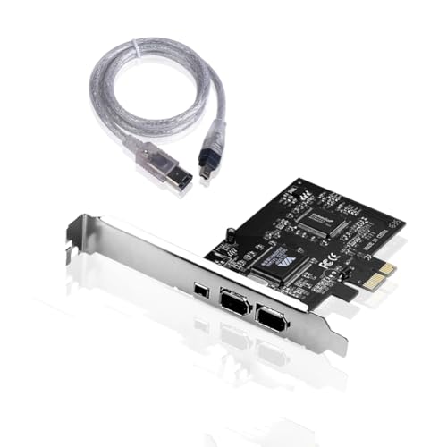 S SIENOC Desktop PCI-E Expresskarte Express Card FireWire PCI Express Schnittstellenkarte 1394a IEEE1394 Controller Erweiterungskarte mit 4 zu 6-Pin Kabel