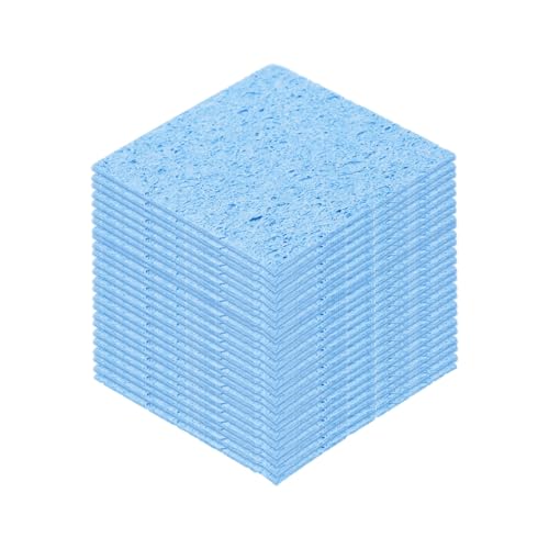 QUARKZMAN 15 Stück Lötschwamm 6 x 6cm Quadrat mit Löchern Blaue Reinigungspads Lötspitzen-Ersatz zum Reinigen des Lötkolbens