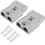 Yerleomit Anderson Stecker 50A Batterie Stecker Batterieanschluss, 2 Pack Anderson Stecker 50A 600V Stecker Batterieanschluss Quick Connect Akku Schnellanschluss für Auto Wohnmobil Wohnwagen Grau