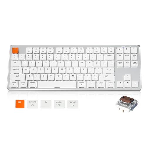 Mechanische Tastatur mit niedrigem Profil für Mac, 87 Tasten, brauner Schalter, weiße Hintergrundbeleuchtung, Apple-Tastatur, Typ-C-verkabelt, ultradünn, leise, Gaming-Computer-Tastatur für MacBook