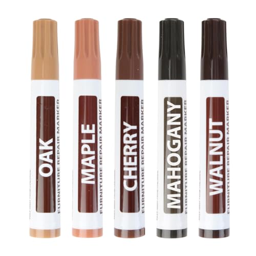PLKSEI 5 Stück Möbelreparatur Holzmarker Reparatursätze für Möbel kratzen Reparatur von Möbeln Holzmarker Wachsstifte, für Flecken Kratzer Holzböden Tische Schreibtische, Schreiner Bettpfosten