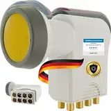 SCHWAIGER Octo LNB 8 Teilnehmer LNC 8-Fach digital HD 4K 8fach Sun Protect hitzebeständig bis 220°C F-Anschlüsse vergoldet integrierter Multischalter für SAT Antenne Satellitenschüssel hellgrau
