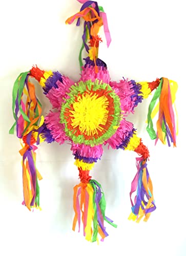 Pinata Mexican Star zum Befüllen und Aufhängen zur Party-Deko, Kinder-Geburtstag, Maße: 50 x 50 x 10 cm