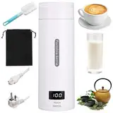 500ML Kleiner Tragbarer Wasserkocher, 3 in 1 Mini Elektrische Wassertasse mit Temperatureinstellung, Automatische Abschaltung, Bürsten und Taschen, Reise Wasserkocher für Kaffee Teezubereitung