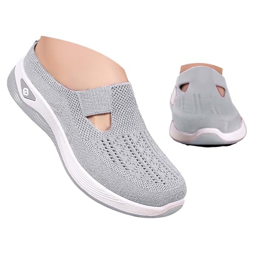 Orthopädische Hausschuhe Damen, Sandalen Vorne Geschlossen Mit Fußbett Ergonomische Schuhe Weite H Hausschuhe Sommer Slip on Atmungsaktive Sabots Breite Füße Krankenschwester Schuhe Pantoletten